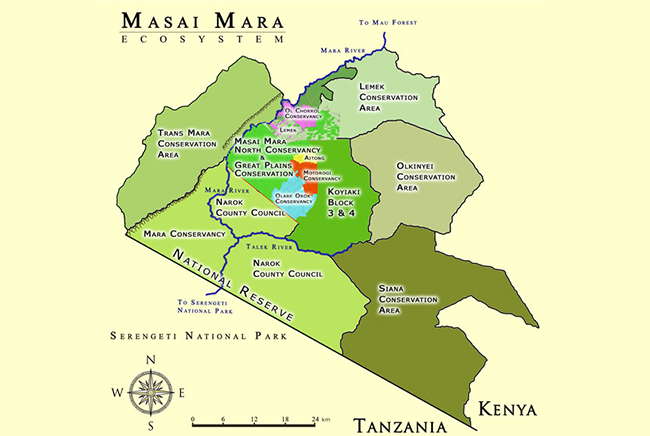 Carte Réserve Nationale de Masaï Mara