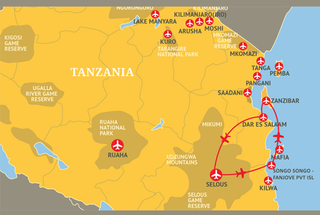 Carte Parc National de Ruaha