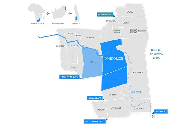 Carte La réserve de Sabi Sand