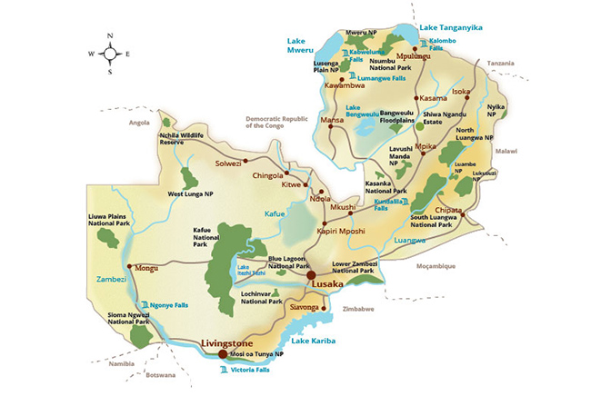 Carte Parc National de la Kafue